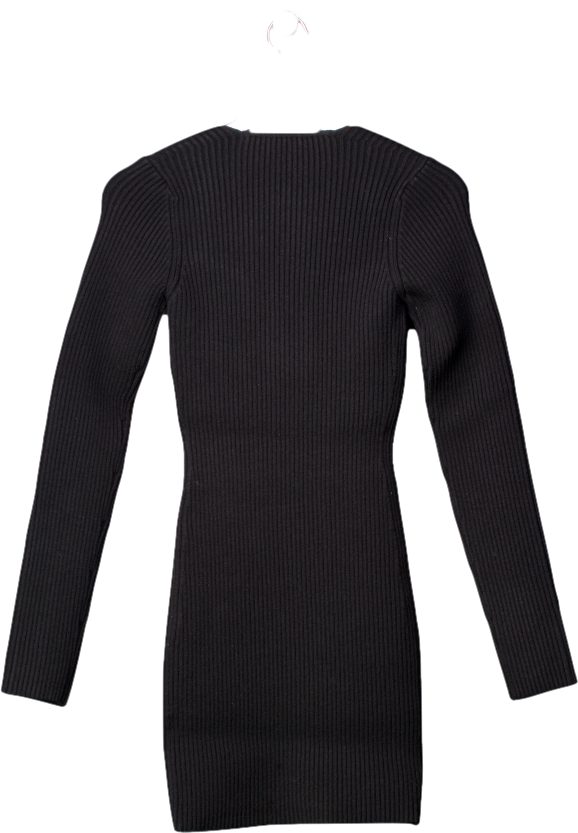 Gauge 81 Merino Sweetheart-neck Ribbed Dress In Black UK M