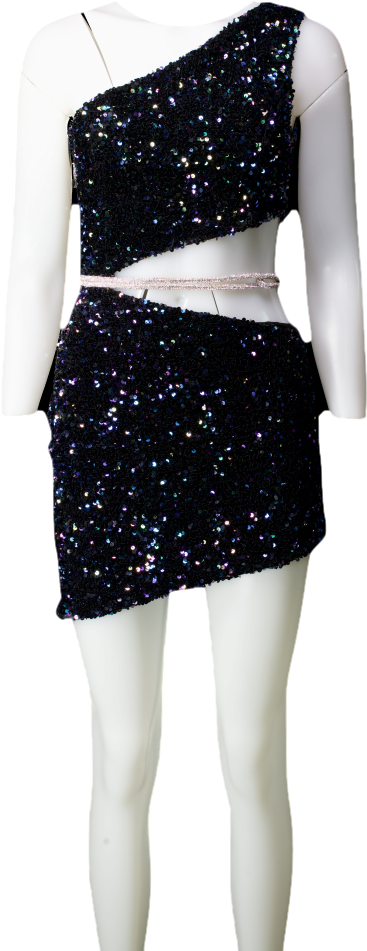 Nue Studio Blue Sequin One Shoulder Rhinestone Kenza Dress UK 6