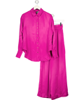 KAREN MILLEN Pink Viscose Satin Oversized Woven Shirt And Trouser Set UK 6