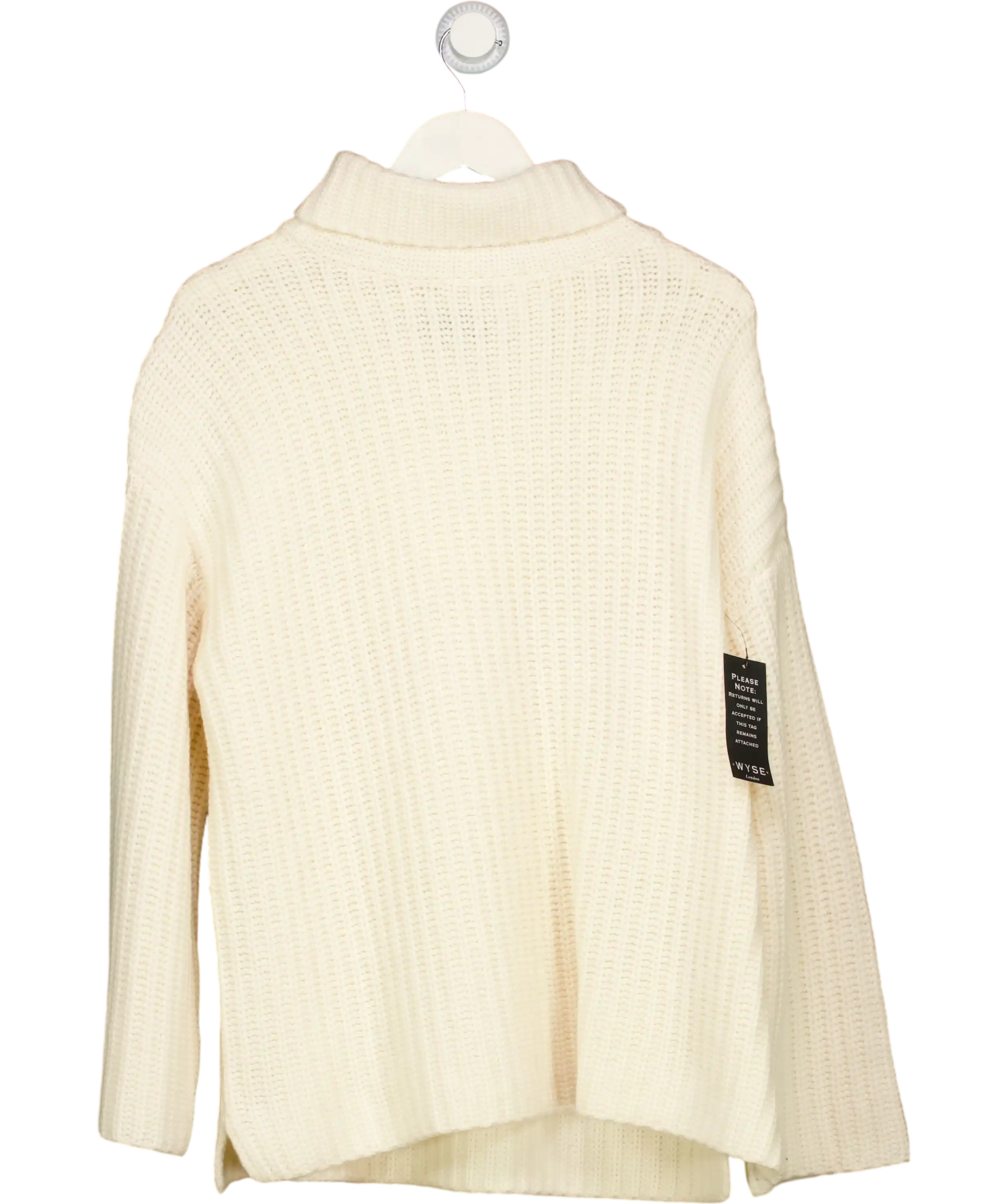 WYSE LONDON Cream Coralie Chunky Roll Neck Jumper - Ivory UK XL