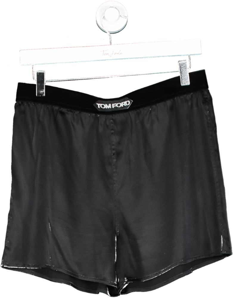Tom Ford Black Velvet-trimmed Stretch-silk Shorts UK M