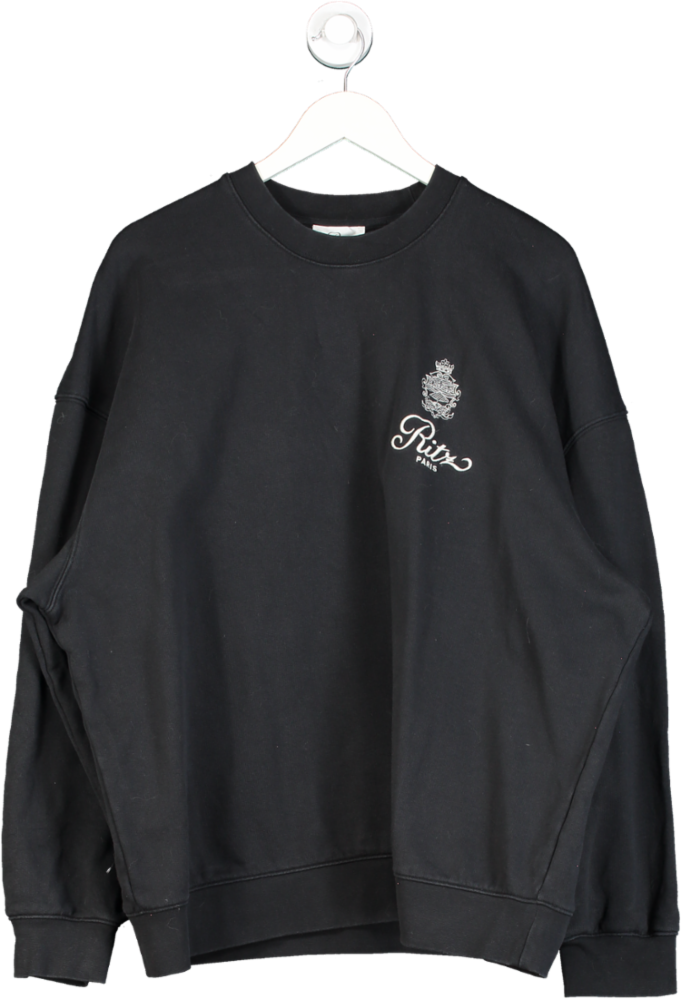 FRAME Black X Ritz Late Checkout Embroidered Sweatshirt UK L