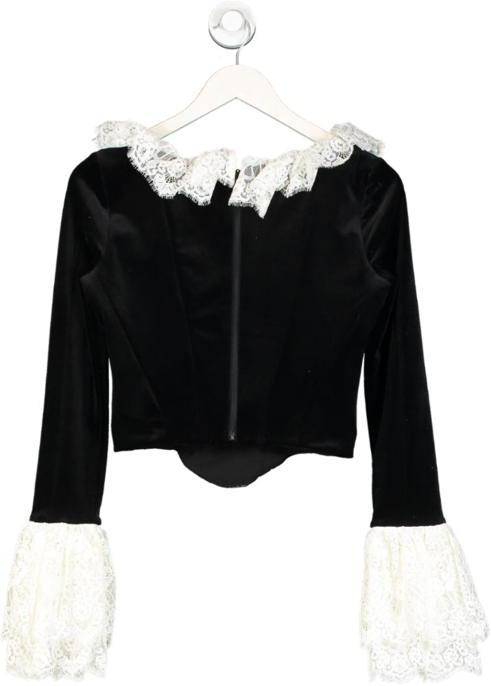 House of CB Black Jacinda Velvet Lace Trimmed Corset UK S