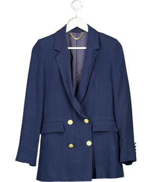 Holland Cooper Blue Double Breasted Linen Blazer UK 8