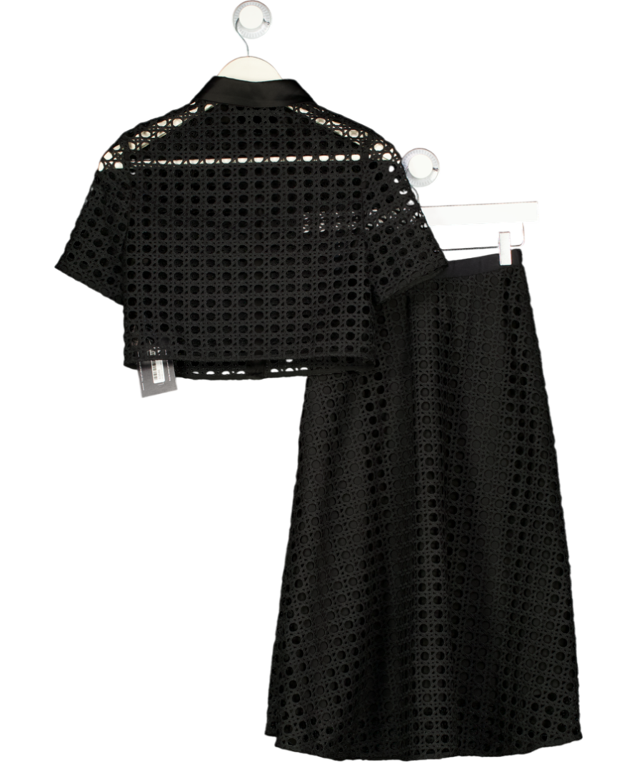 GOELIA 2-piece Black Lattice Weave Shirt And Skirt Set UK XXS