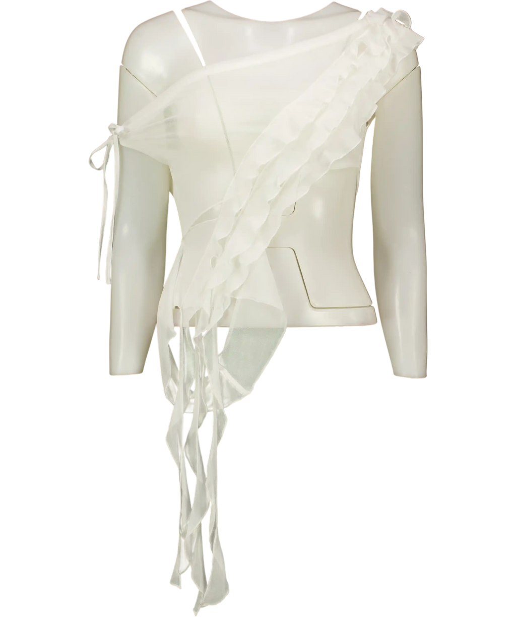 Outcast White Ruffle Top UK S