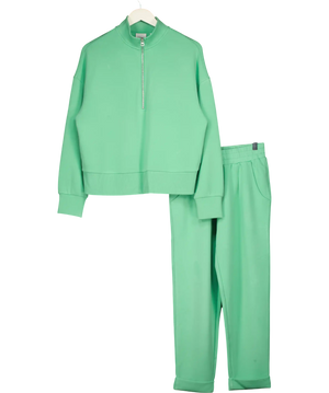 VARLEY 2-piece Doublesoft Bright Green Zip Neck Sweatshirt (uk S) & Cuffed Jogger (uk Xs) Set UK XS/S