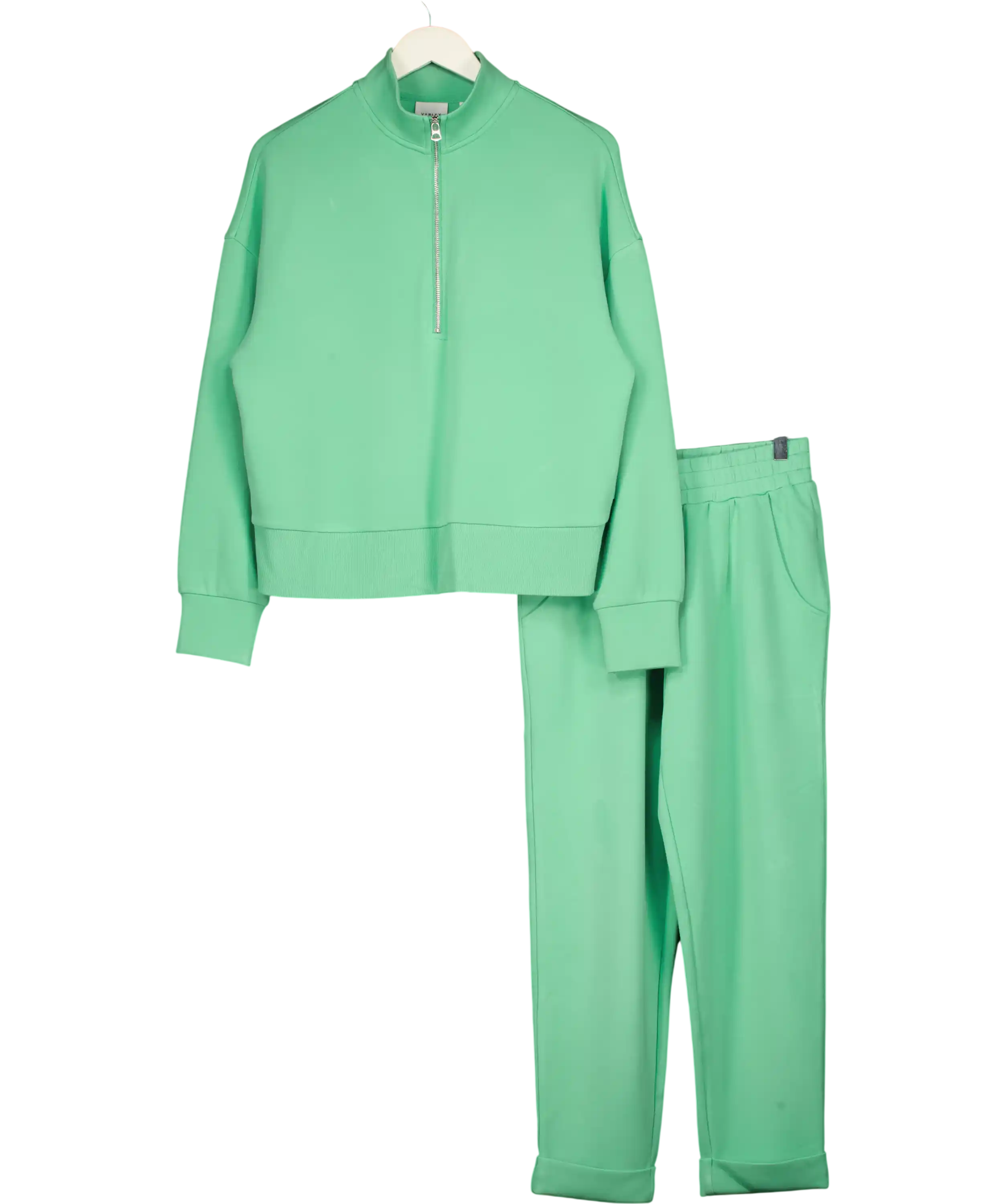 VARLEY 2-piece Doublesoft Bright Green Zip Neck Sweatshirt (uk S) & Cuffed Jogger (uk Xs) Set UK XS/S