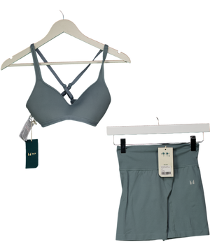 My Protein Blue Tempo Twist Back Sports Bra And Shorts UK S