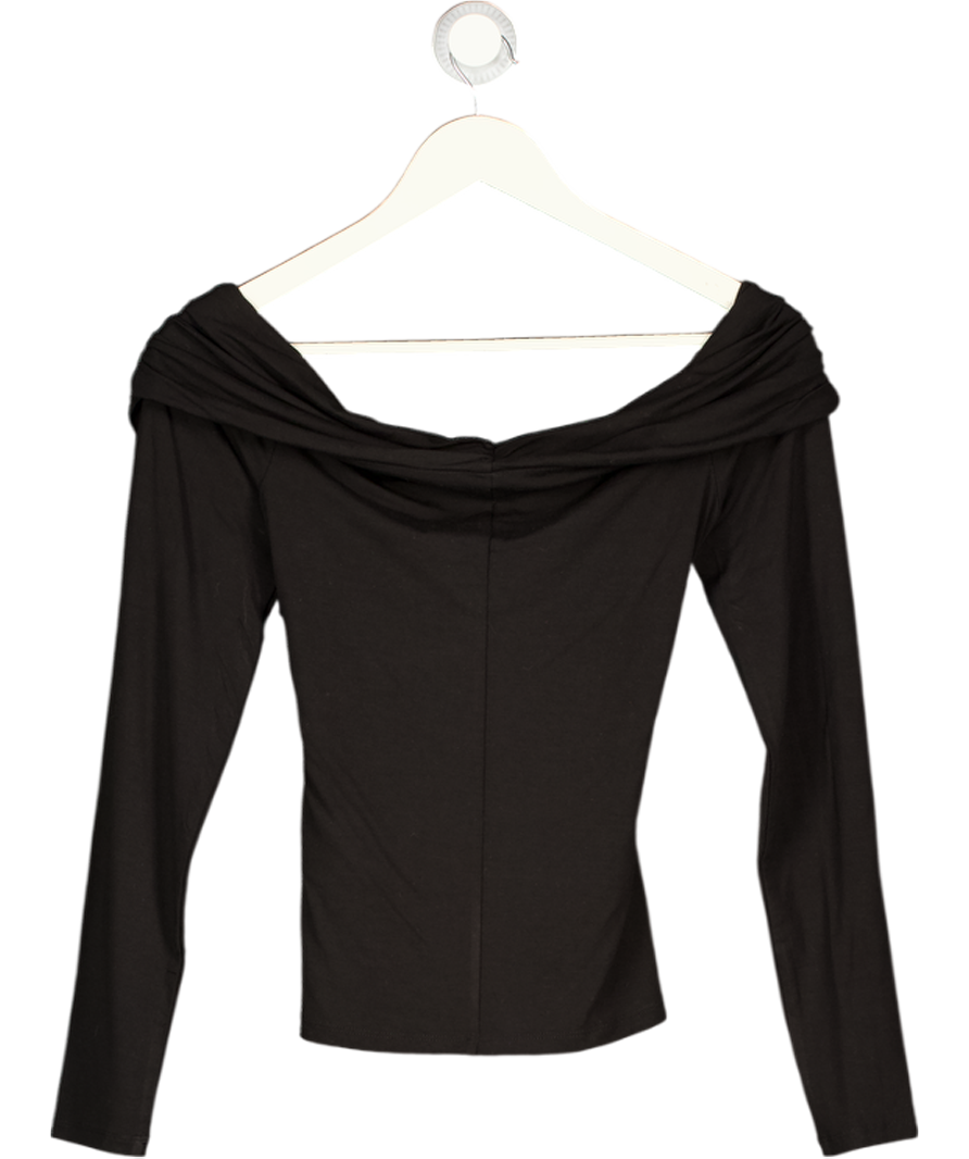 & Other Stories Black Ruched Off-shoulder Top UK S