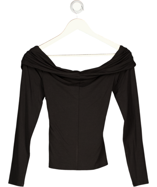 & Other Stories Black Ruched Off-shoulder Top UK S