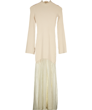 Topshop Cream Knitted Funnel Neck Variegated Rib Maxi Dress UK XS
