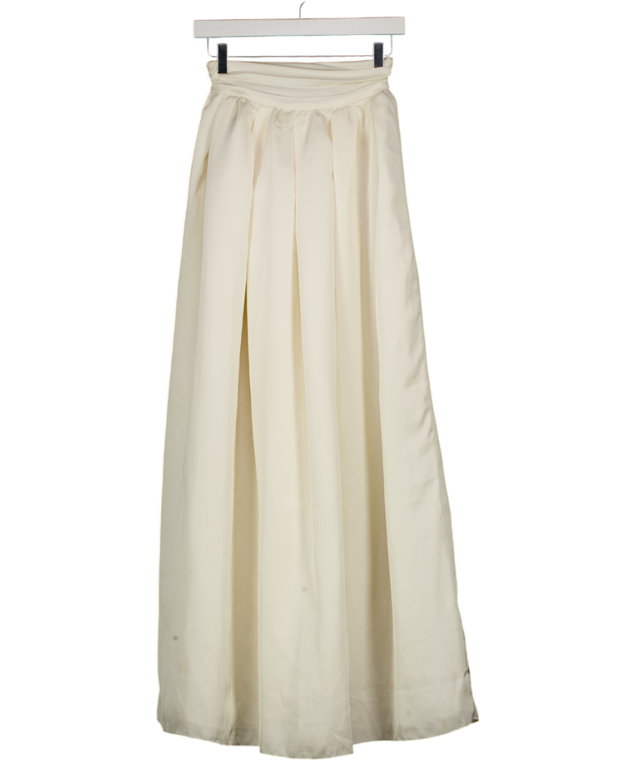 OH POLLY Cream Gathered Satin Maxi Skirt UK 6