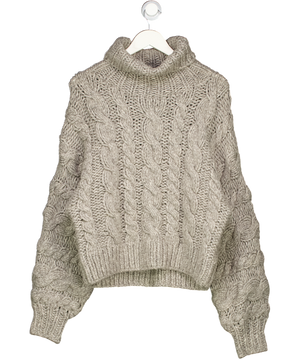 ARRANGE Beige Hand Knit Cable High Neck Jumper  UK XS