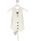 KAREN MILLEN Cream Petite Tailored Viscose Linen Corset Back Waistcoat UK 4