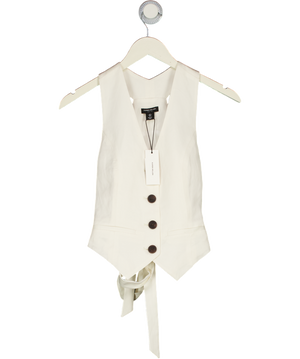 KAREN MILLEN Cream Petite Tailored Viscose Linen Corset Back Waistcoat UK 4