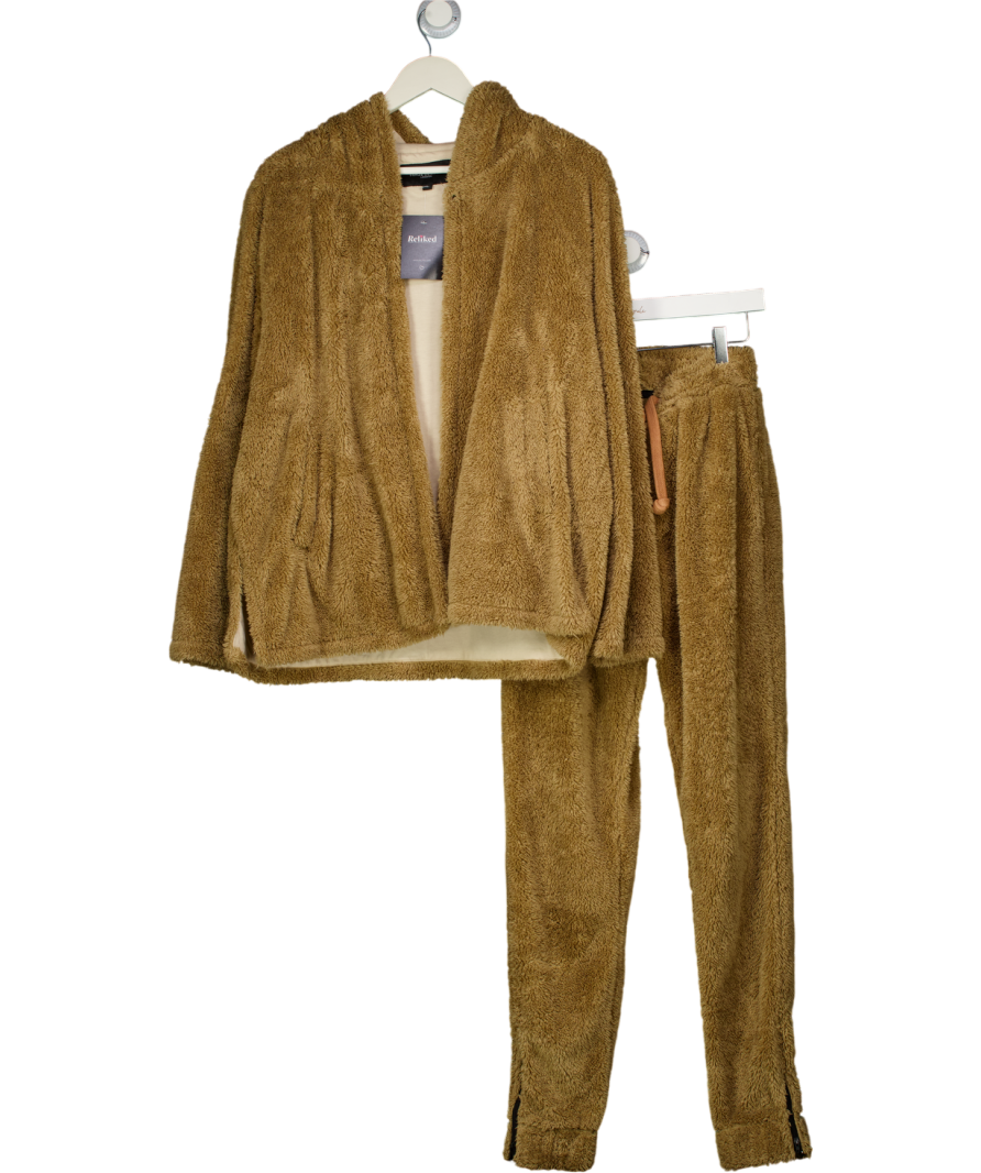 Serge DeNimes Brown 2-piece Teddy Hoodie And Joggers Set UK M