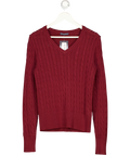 BRANDY MELVILLE Burgundy Red Cotton Cableknit Jumper One Size