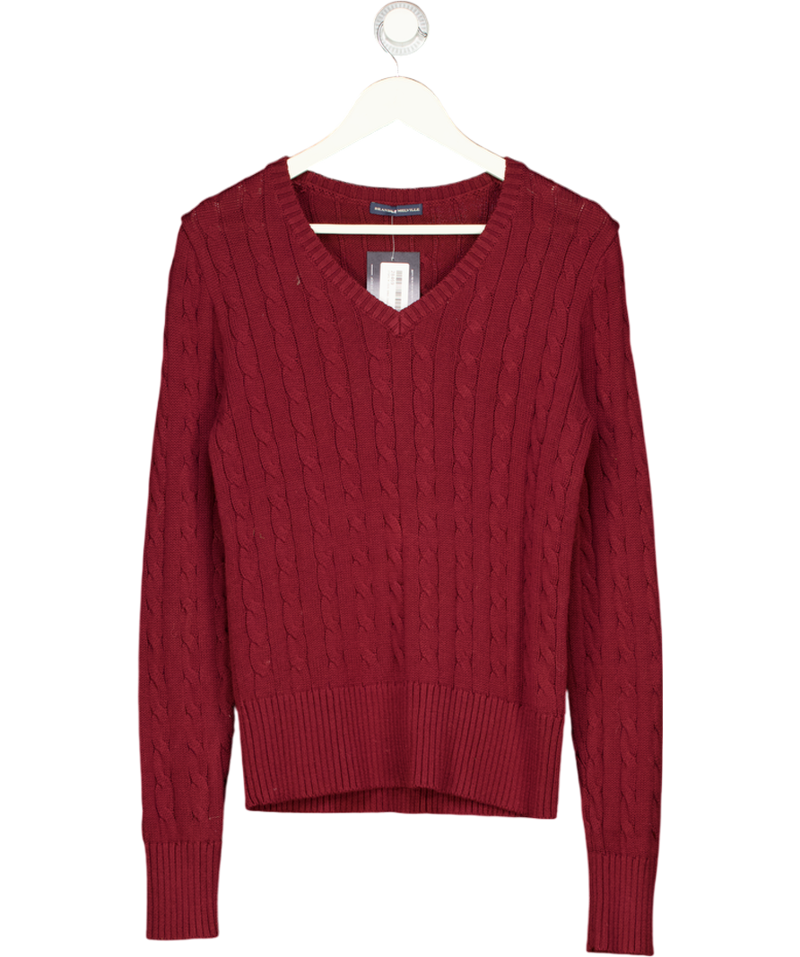 BRANDY MELVILLE Burgundy Red Cotton Cableknit Jumper One Size