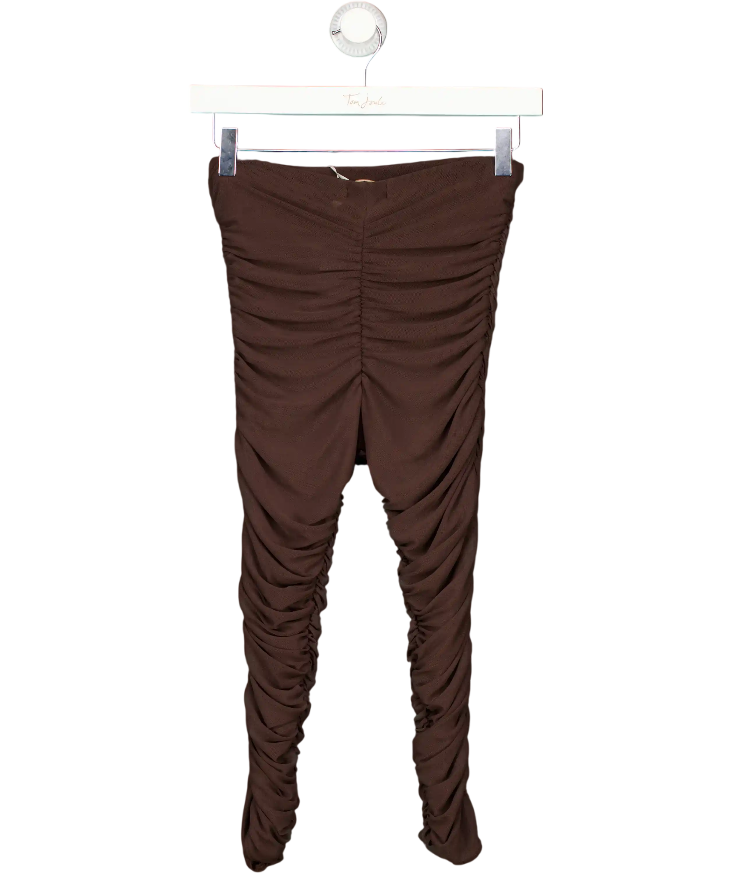 Zoreya Brown Ruched Detail Capri Leggings UK S