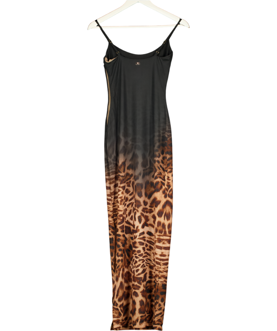 SYDNEY LANE Black Blair Sculpting Midi Dress Ombre Leopard Print UK S