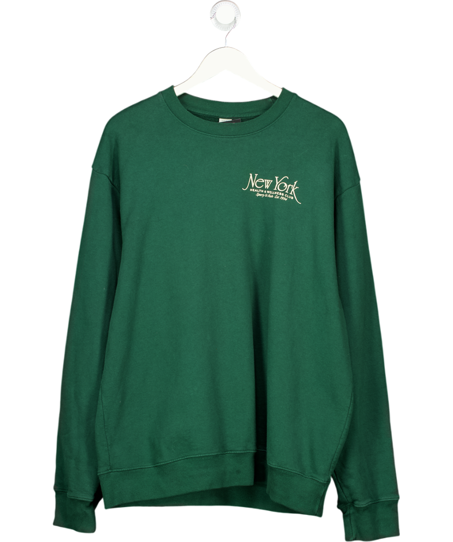 Sporty & Rich New York Green Logo Sweatshirt UK L