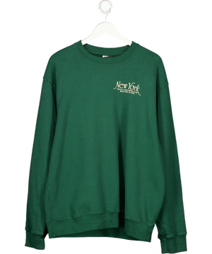 Sporty & Rich New York Green Logo Sweatshirt UK L