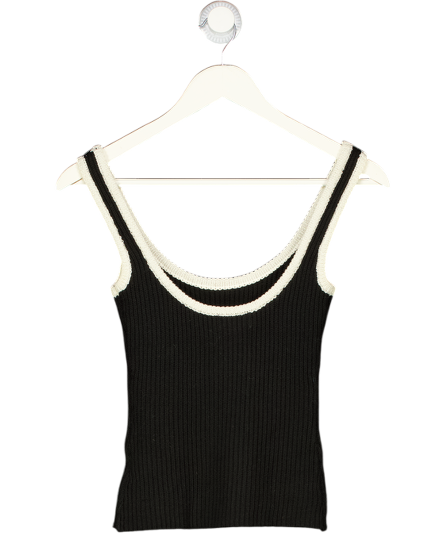 PRETTY LAVISH Black / Cream Scoop Neck Knit Top UK XS