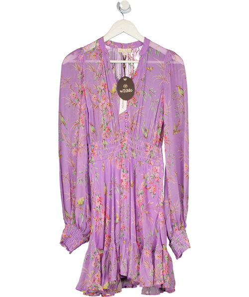 ByTIMO Purple Lilac Mini Long Sleeved Dress In Plum Garden UK S