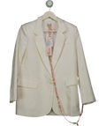 Oh Polly White Cotton / Linen Blend Single Breasted Blazer UK 8
