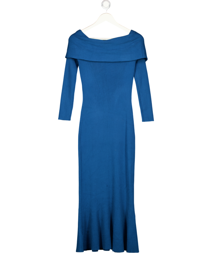 BY ANTHROPOLOGIE Off-the Shoulder Knit Midi Dress In Blue UK M