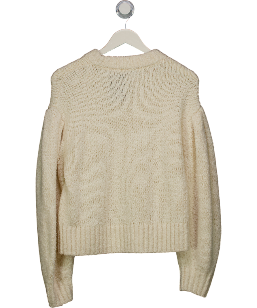 & Other Stories Cream Oversized Puff Sleeve Boucle Knit Sweater UK S
