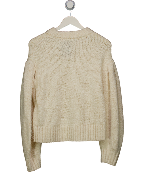 & Other Stories Cream Oversized Puff Sleeve Boucle Knit Sweater UK S