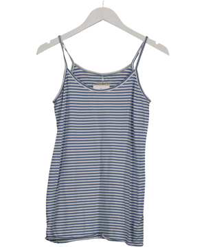 ME + EM Blue & White Striped 100% Cotton Longline Vest Top UK M