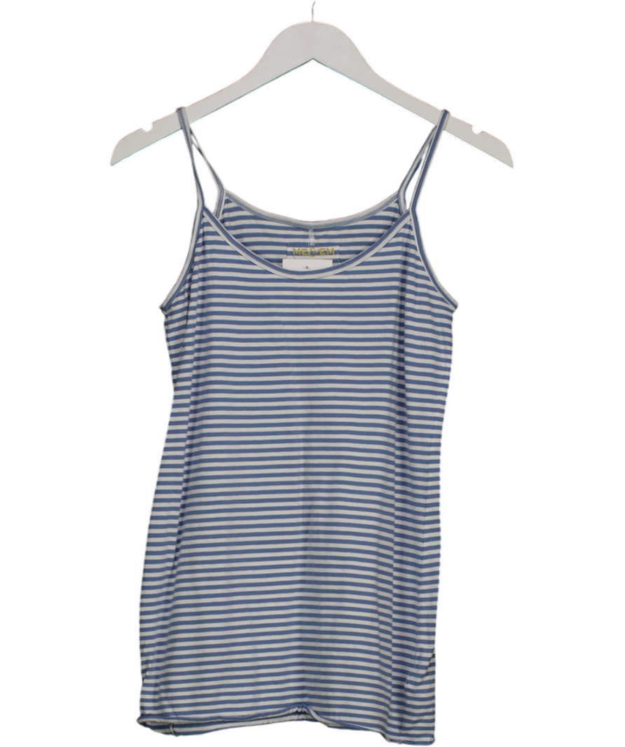 ME + EM Blue & White Striped 100% Cotton Longline Vest Top UK M