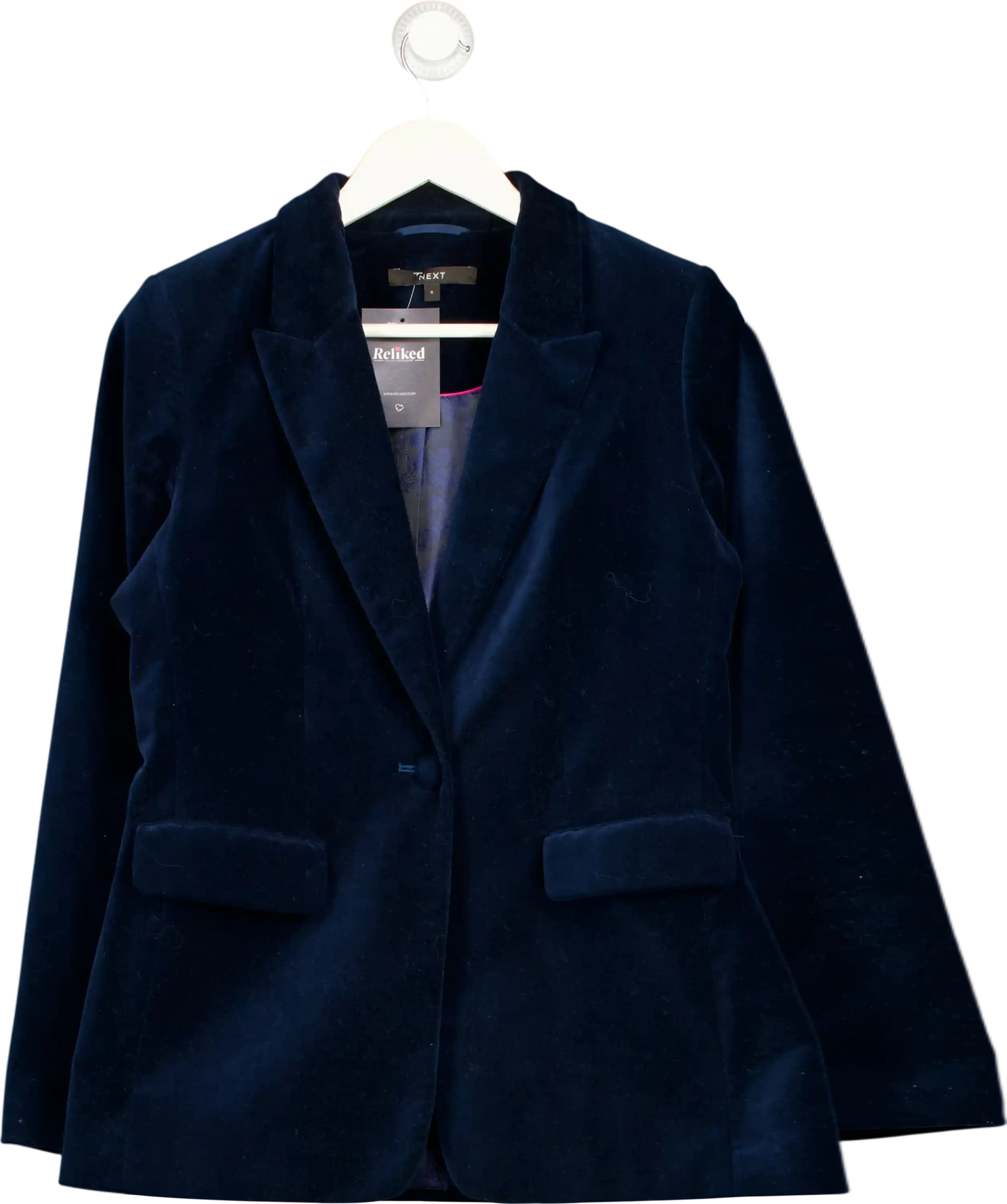 NEXT Blue Regular Fit Velvet Blazer UK 8