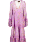 ByTIMO Lilac Floral-print Tiered Georgette Maxi Dress UK M