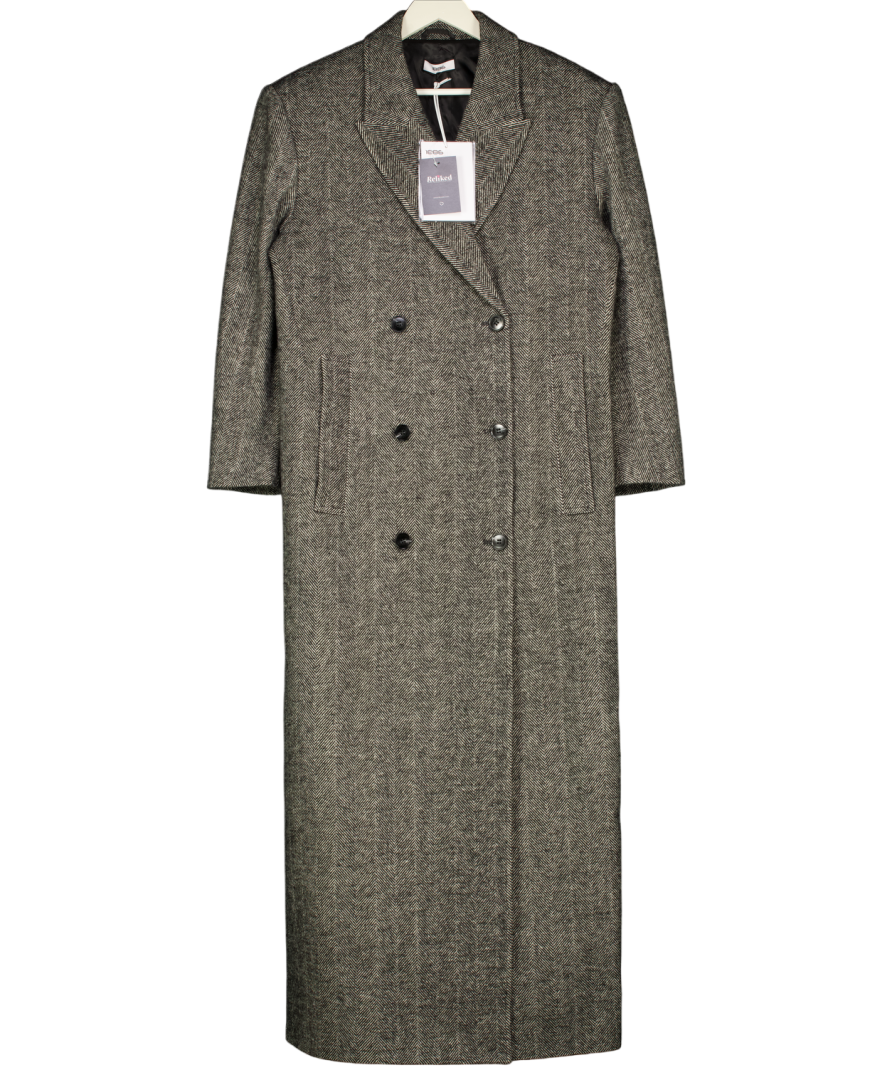 1886 Wool Herringbone Peak Lapel Coat - Grey UK S