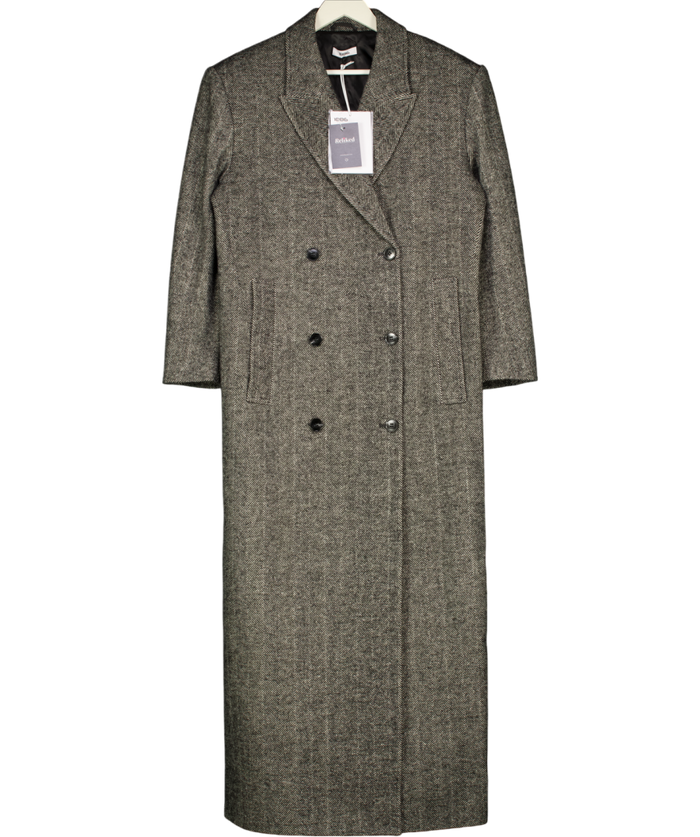 1886 Wool Herringbone Peak Lapel Coat - Grey UK S
