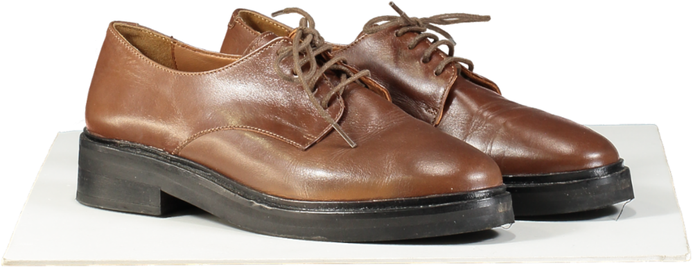 Bobbies Paris Brown Platform Sole Leather Derbies UK 6 EU 39 👠