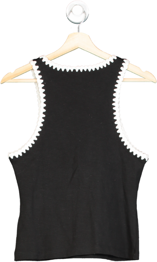 Nobody's Child Black Crochet Trim Racer Vest Top UK 12