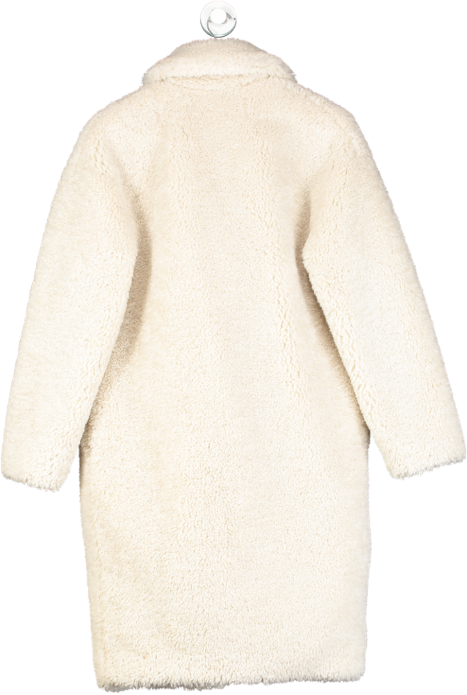 Sandro Cream Rocky Faux Shearling Coat UK S