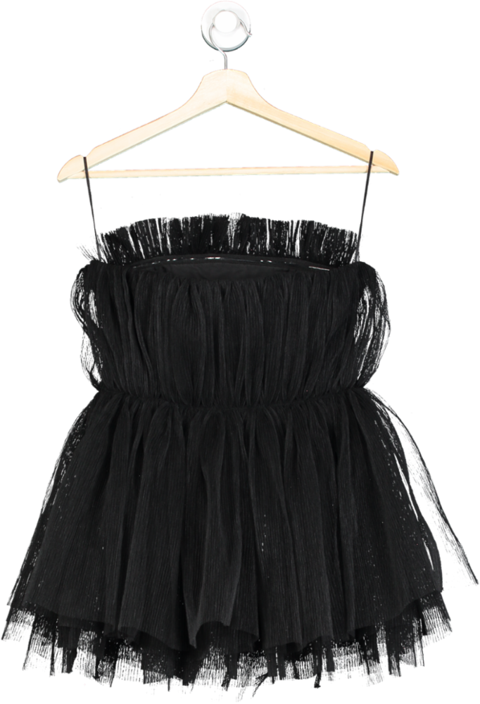 H&M Black Pleated Tulle Bandeau Top UK 8