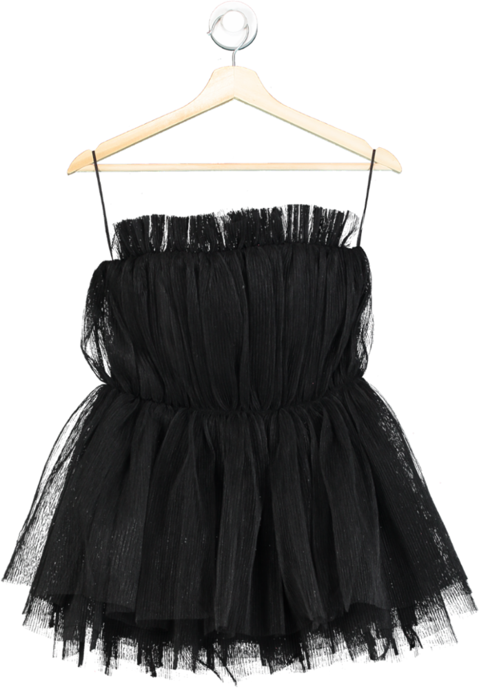 H&M Black Pleated Tulle Bandeau Top UK 8