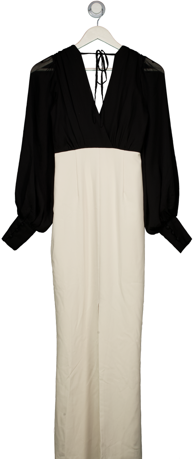PRETTY LAVISH Black Ayla Contrast Maxi Dress UK 6
