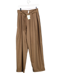 Lilysilk Brown Havana Silk-wool Barrel Leg Pants UK 16