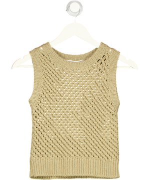 CHRISTIAN DIOR Beige 100% Cashmere Knitted Sleeveless Sweater UK 8