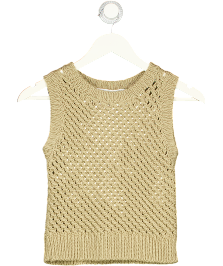 CHRISTIAN DIOR Beige 100% Cashmere Knit Ted Sleeveless Sweater UK 8