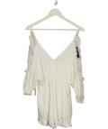 Lovers and Friends White Lined Cheescloth Playsuit UK XS