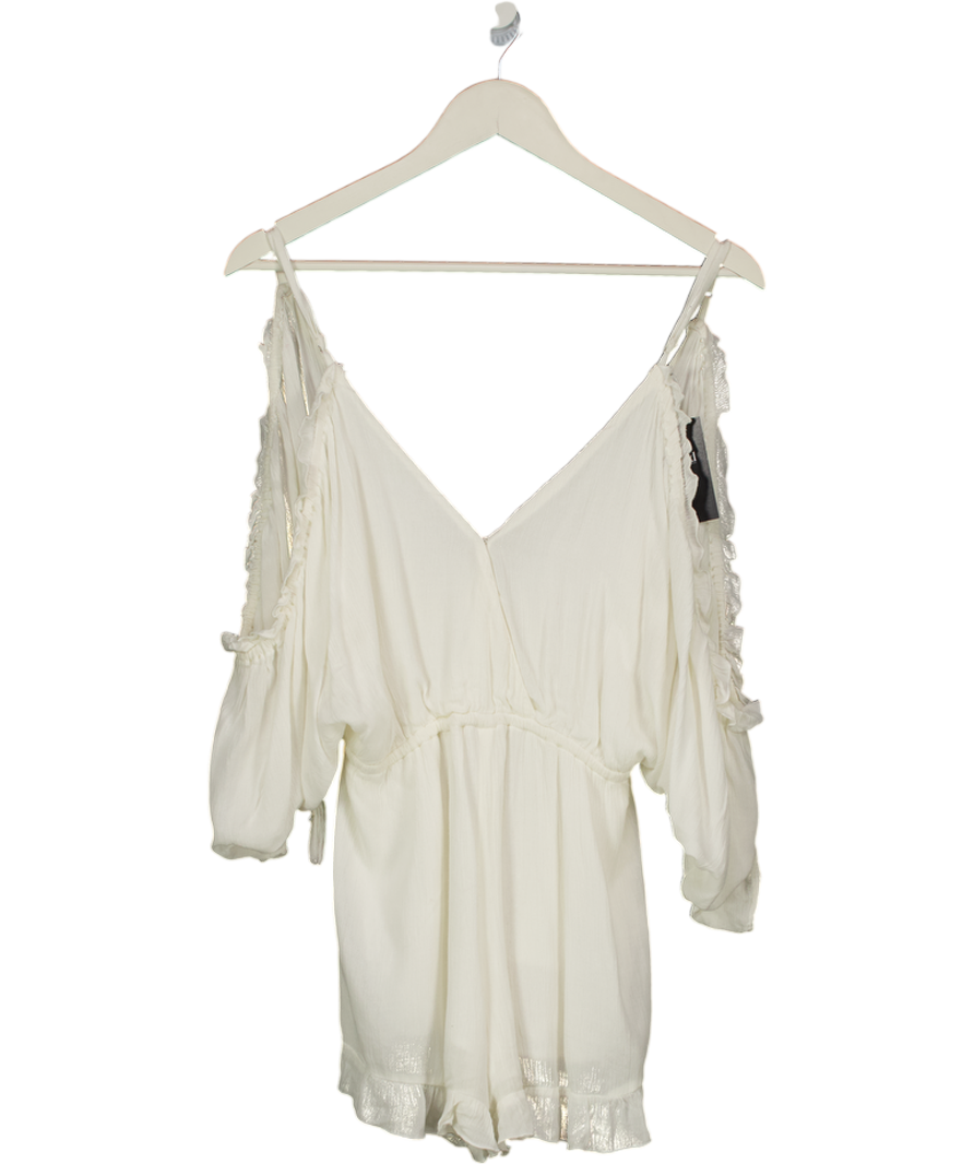 Lovers and Friends White Lined Cheescloth Playsuit UK XS